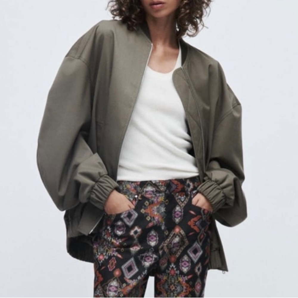 Zara Khaki Bomber Jacket